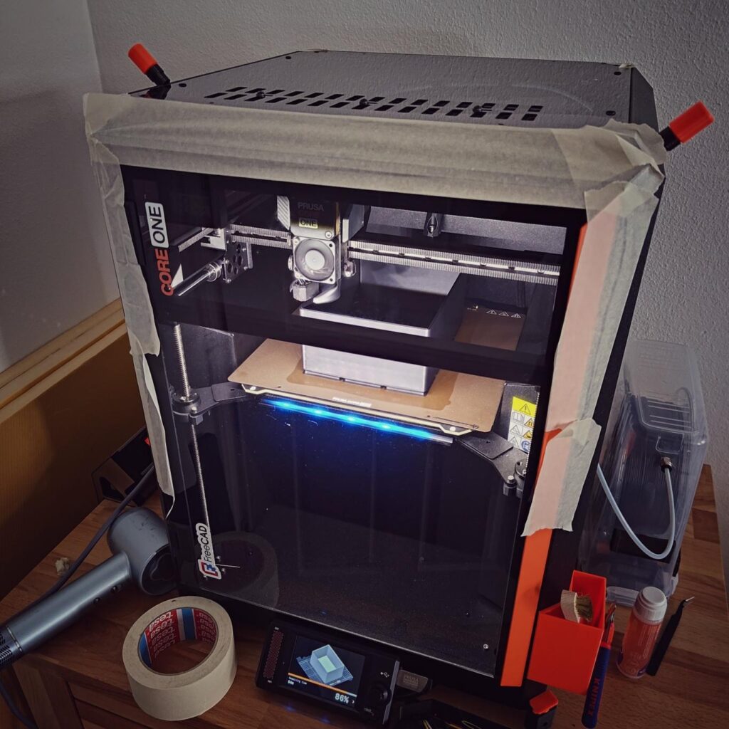 Prusa Core One with taped gaps